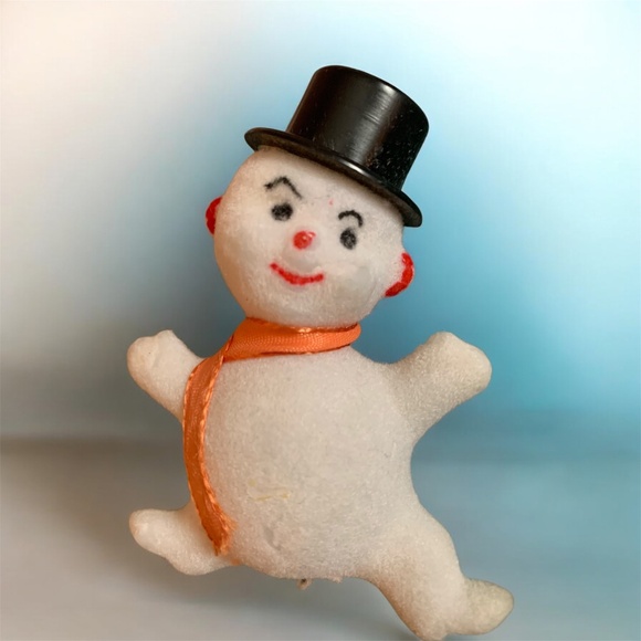 HTF Vintage Flocked Snowman Blowmold String Light Covers - Picture 3 of 3